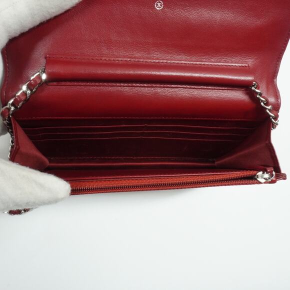 CHANEL Red/Maroon Camellia Embossed Lambskin WOC Silver HW w/ Zeko's COA - Picture 6 of 11